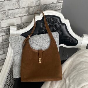Chic Brown Faux Suede Shoulder Bag
